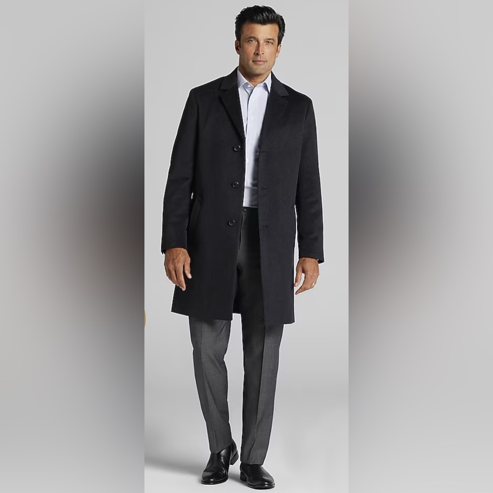 Jos. A. Bank Men’s Classic Wool Black 3 Button Topcoat Size 44R